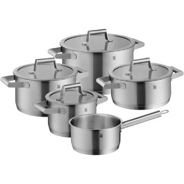 Набір каструль WMF Comfort Line Induktion 5-ти частинний з кришкою з термоскла, Cromargan нержавіюча сталь, з маркуванням, для індукційних плит, стійкий, без покриття