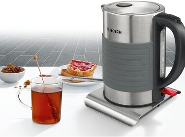 Bosch cordless kettle TWK7S05, automatic shut-off, overheat protection, steam stop automatic, easy cleaning, 1.7 L, 2200 W, black/grey Single