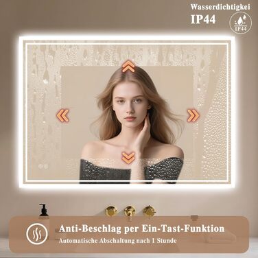 Дзеркало для ванної кімнати з підсвічуванням LED, антизапітніння, сенсорний вимикач, регулювання яскравості, 3 кольори світла, овальне, 50x70 см