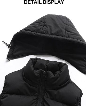 Чоловіча зимова жилетка Hathaway з капюшоном, тепла, без рукавів, на блискавці, чорна, XL