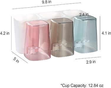 Goowin Toothbrush Holder, Wall-Mounted Toothbrush Holder, Electric Toothbrush Holder for Bathroom with 3 Rinse Cups, No Drilling (3 Cups)