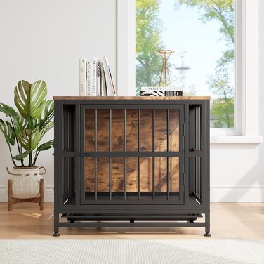 Дерев'яний вольєр для собак, 83 см, велика собача будка для дому, міцний вольєр для великих собак, вольєр з 2 дверима, знімний піддон, приліжний столик