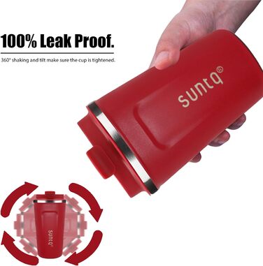 Термокружка з нержавіючої сталі SUNTQ - 510 мл, з подвійною стінкою, ізольована, з кришкою, багаторазова (Чорний)