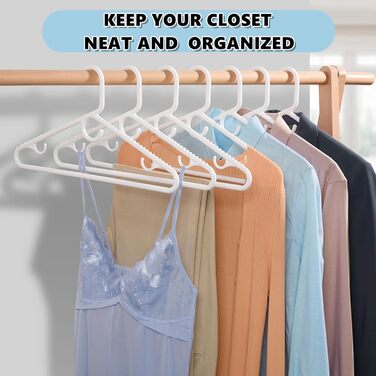 Amber Home 36-Piece 42.5cm Plastic Clothes Hangers, White Plastic Non-Slip Clothes Hangers for Coat, Jacket, and Shirt, Thick and Strong Plastic Clothes Hangers with Hooks for Scarves and Belts