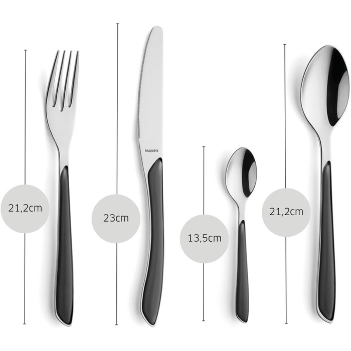 Набір столових приборів Kuppels Prisma для 6 осіб з нержавіючої сталі, рожеві ручки | 24-частини | Нержавіючі столові прибори | Миючі в посудомийній машині