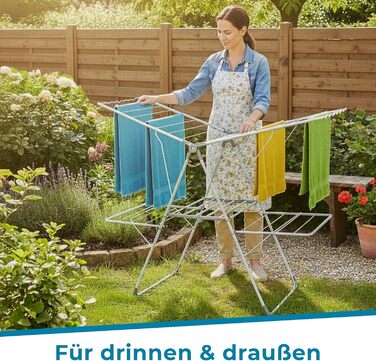 Розкладна сушарка для білизни Allyson, двоярусна, регульована по висоті, складна, вологостійка, з нержавіючої сталі, 20 метрів сушильної поверхні для дому та вулиці