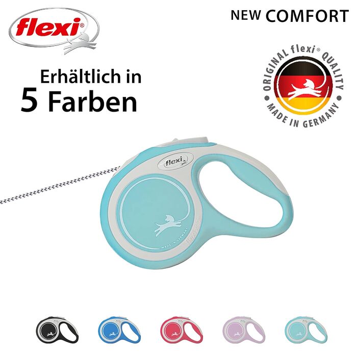 Висувна повідка для собак Flexi, м'який грифель, довжина 3/5/8 м, вага до 8-20 кг, блакитний колір, XS