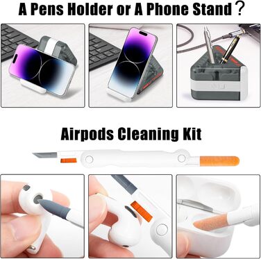 Набір для чищення клавіатури та гаджетів: щітки, інструменти для чищення, підставка для телефону та планшета
