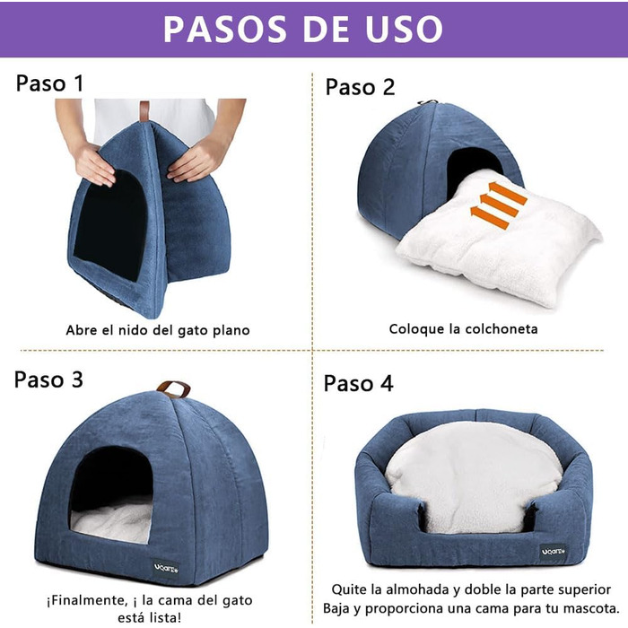 М'яке ліжко-печеринка для котів, тепле плюшеве ліжечко, гніздо для котів з знімним внутрішнім подушкою (Синій, L)