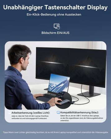 Док-станція USB-C з підтримкою двох моніторів, 14 в 1 для ноутбука, хаб з 2 HDMI, VGA, Ethernet, PD, USB Data, 5 USB портів, SD/TF кардридер, аудіо