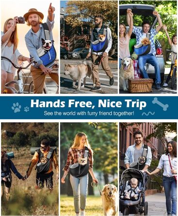 Pawaboo Сумка-переноска для собак, оновлена модель з кишенею для телефону, регульована, чорна, S