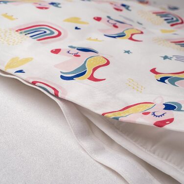 Комплект постільної білизни для немовлят FlyIdeas: 100% бавовна, сертифікат якості, ковдра та подушка, 160x80 см, Rainbow Unicorns, Made in EU