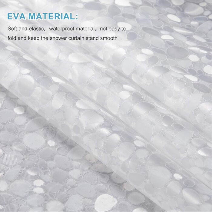 Шторка для душу Furlinic Anti-schimmel, водонепроникна, прозора, з ефектом 3D, з камінням, 120x180 см