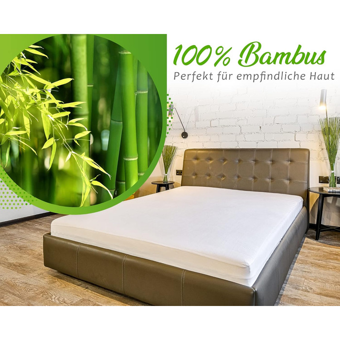 Mattress protector 140x200cm – 100% Bamboo Antibacterial and Anti-Allergic waterproof mattress cover 140x200 with optimal fit