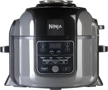 Ninja Foodi Multi-Cooker, 7-in-1, 6 L, 7 Cooking Functions, Pressure Cook, Air Fry, Pressure Cook, Grill and more, Brushed Steel & Black, OP300EU