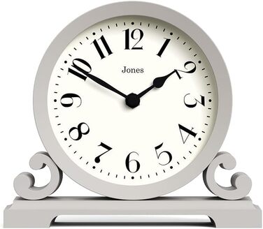JONES CLOCKS® Saloon Table Clock | Traditional Double Scroll Design | Green | Contemporary Classic Style for Desk, Table, Shelf or Nightstand (Gray)