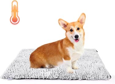 Self-Heating Blanket for Dogs & Cats, Pet Heating Mat Winter, Washable Heating Blanket for Dogs, Self-Warming Dog Mat Fluffy Warm, Thermal Blanket for Dogs Non-Slip, Grey, 115x70cm (L 70 x W 50 x H 2 cm)