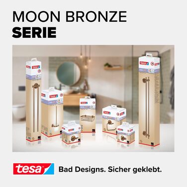 Тримач для туалетного паперу tesa Moon Bronze, матова бронза, самоклеючий, PVD-покриття, без свердлення, 140x99x53 мм