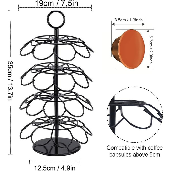 Тримач для капсул Nespresso Wdmiya (40 шт), поворотний | Органайзер для зберігання капсул кави | Чудовий подарунок (Чорний)