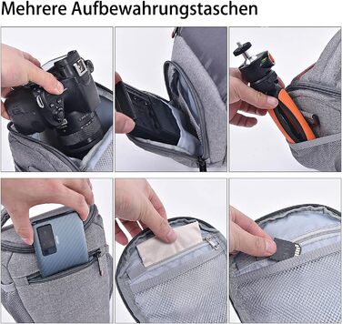 Сумка для камери FOSOTO DSLR/SLR з водонепроникним чохлом. Сумісна з Canon, Sony, Nikon, Fuji. Для об'єктивів та спалахів. Сіра.