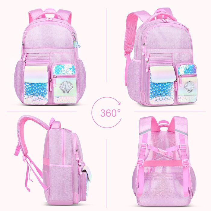 Рюкзак для дівчинки Schulrucksack Mermaid, рожевий - шкільний, 43x35x17 см, для дітей 5-10 років