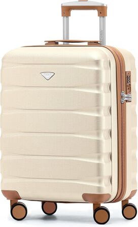 Чоткий валіза Flight Knight 4-колісний, жорсткий, ручна поклажа, 56x45x25 см (TSA), кремовий/бежевий