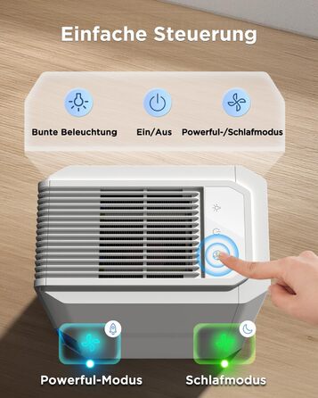 EasyAcc Електричний осушувач повітря 1200 мл, енергозберігаючий, тихий, портативний, з автовимкненням та режимом сну. Ідеально для офісу та дому (2000 мл, кремовий)