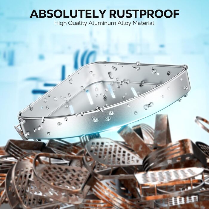 Поличка для душу Nieifi без свердління, кутова, з нержавіючої сталі, 4 яруси, чорна, для ванної кімнати та душу