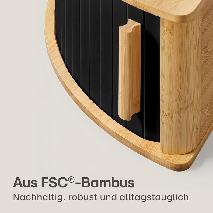 Бротокришка Praknu з дерева з косою та ковзними дверцятами – економія місця – зберігає хліб свіжим – легка збірка з інструкцією (Чорний)