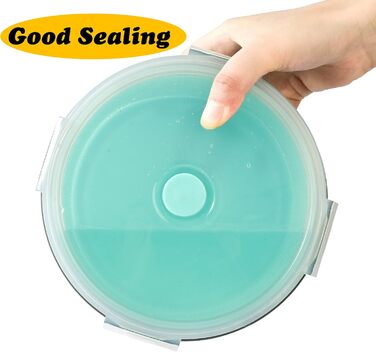 Складані миски для собак з силікону для їжі та води, для подорожей, з кришкою, портативні, розширювані, для домашніх тварин, для прогулянок, кемпінгу, 2 шт. блакитний / зелений (Large, блакитний / зелений)