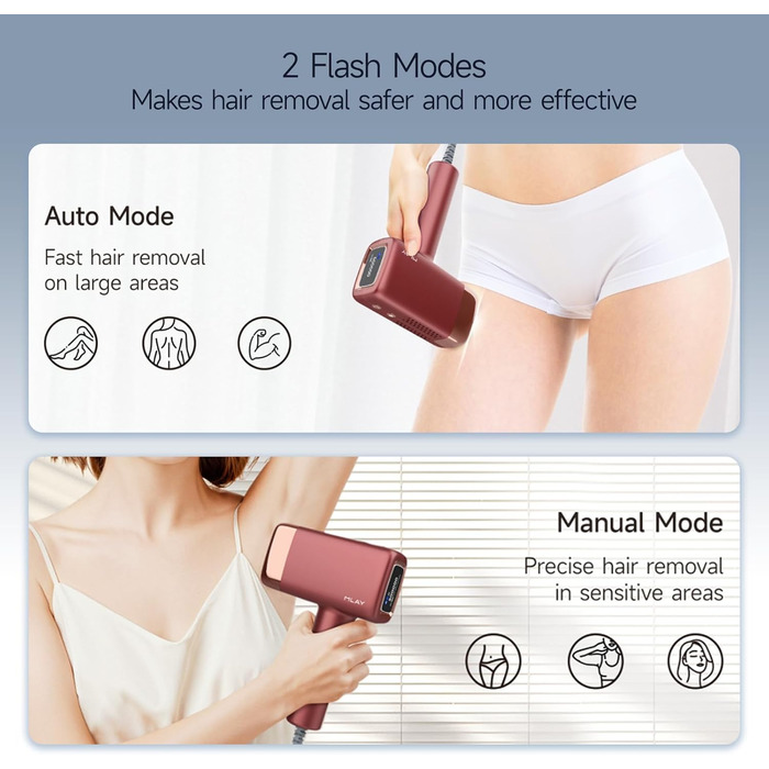 MLAY IPL пристрій для епіляції лазером: швидка та безболісна епіляція для тіла, обличчя та зони бікіні. Підходить для чоловіків та жінок. (Червоний)