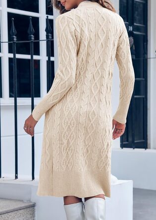 Жіноча в'язана жилетка Imily Bela з відкритим передом, довгим рукавом, візерунком коси та кишенями. Ідеальна на осінь-зиму. XL, бежевий колір