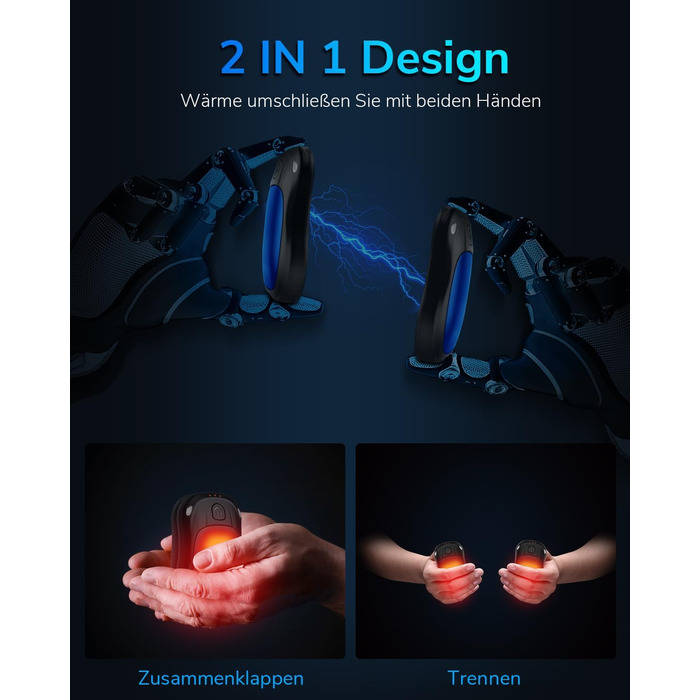 Електричний нагрівач для рук, перезаряджуваний, 2 шт. (Blue)