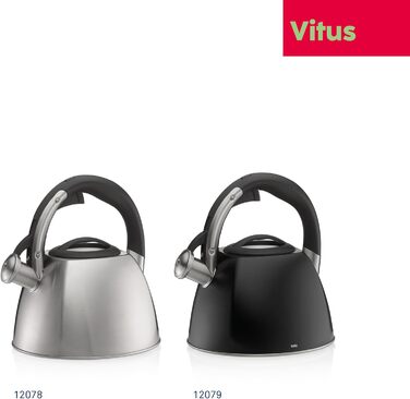 Ке́тель Kela VITUS з індукційним дном, 2.4л, нержавіюча сталь, для всіх плит, з безпечним відкриванням кришки, чайник (сріблястий матовий)