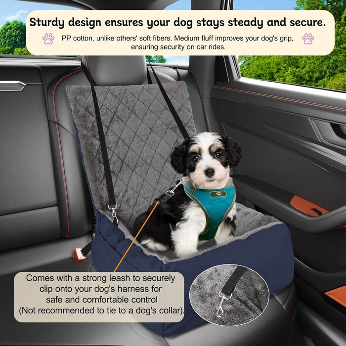 Автокрісло для собак SIVEIS – м'яке ліжко з кишенькою, захист від подряпин, з ременем безпеки