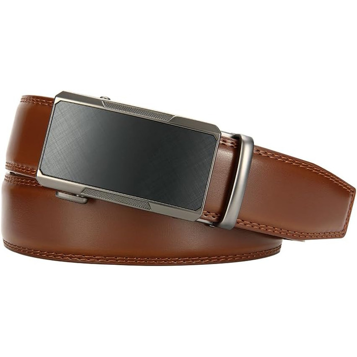 Чоловічий шкіряний ремінь DOOPAI з автоматичною застібкою, 35 мм, регульований розмір, без отворів, білий/коричневий (105-115 см)
