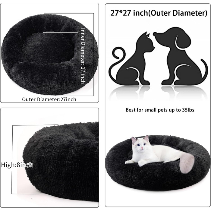 Кругле ліжко для котів та собак Nisrada, 70 см, рожеве, з антиковзною основою