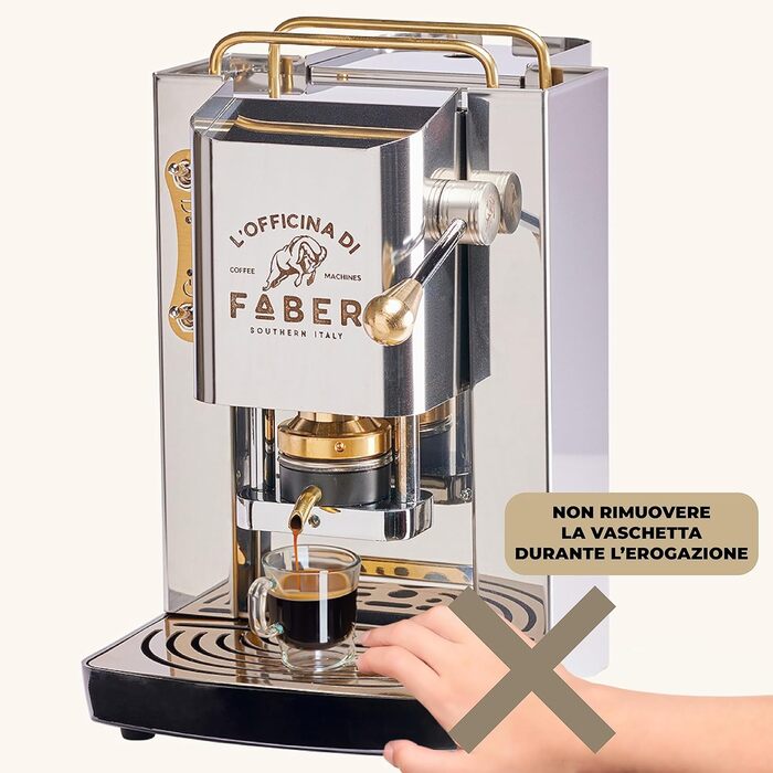 FABER COFFEE MACHINES | Pro Total Inox Deluxe Model | Coffee Machine for 44 mm E-Pads | Adjustable Brass Pad Press | Standard Brass Solenoid Valve | Stainless Steel