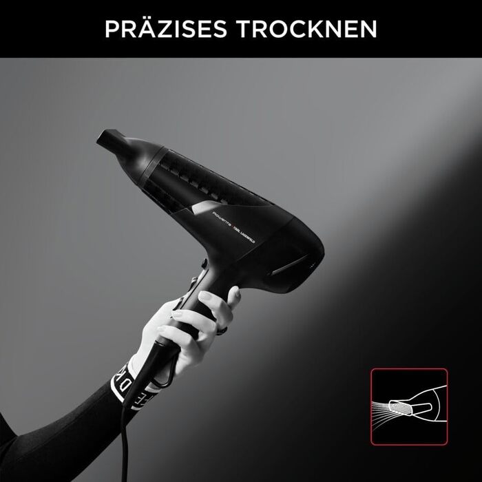 Фен Rowenta x Karl Lagerfeld CV581L Studio Dry: Ефективність та стиль, 6 режимів, Thermo Control, концентрат, чорний/червоний