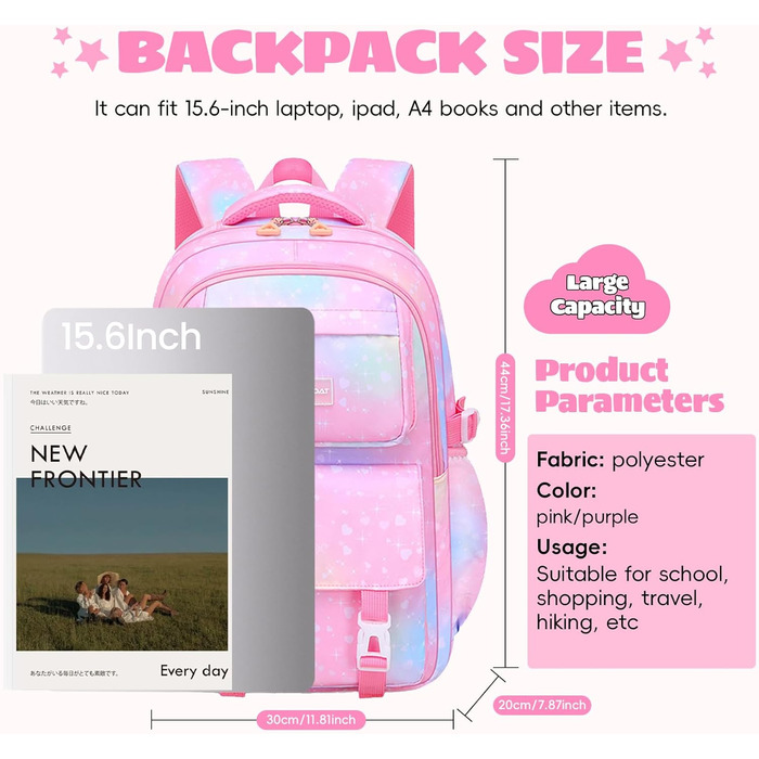 Шкільний рюкзак для дівчинки-підлітка 3 в 1: рюкзак, ланч-бокс, пенал. Підходить для ноутбука 15.6