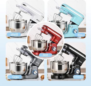 Кухонна машина Küchenmaschine 6.2 л, 1400 Вт, 6 швидкостей, з набором насадок (міксер, гак для тіста)