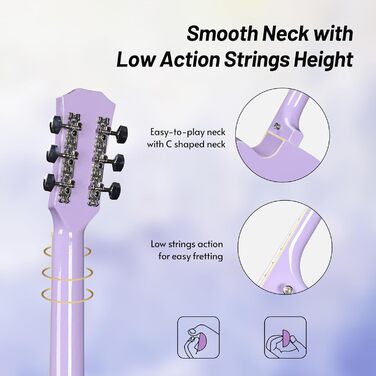 Акустична гітара ADM 38 дюймів для початківців: повний стартовий набір з онлайн-уроками, кейс, ремінь, медіатор, каподастр та підставка