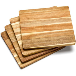 4-Pack Acacia Cutting Boards | 4 Large Kitchen Boards Made of Sustainable Acacia Wood | Discover Oiled Wooden Cutting Boards for Kitchen & Catering