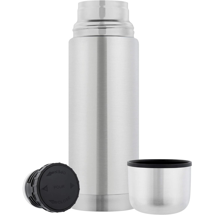 Термос Gräwe з нержавіючої сталі, 350 мл, срібний. Термокружка-термос з кришкою-чашкою, для подорожей, миється в посудомийній машині