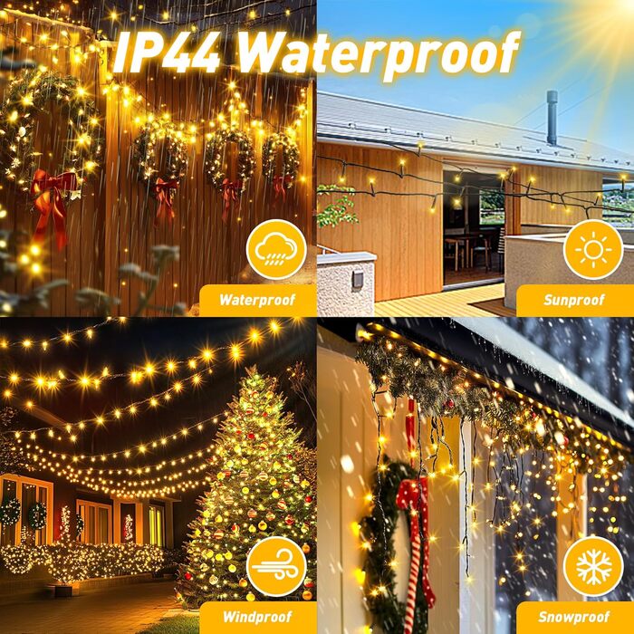 Гірлянда святкова на ялинку, для декору приміщень та вулиці - 80м, 800 LED, з пультом, таймером, вологостійка, 8 режимів, тепле біле світло, для вечірки, саду, декору на Новий Рік