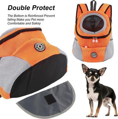 Шлейка для собак та цуценят, переноска-рюкзак, дихаюча, для прогулянок та походів (L, помаранчевий)