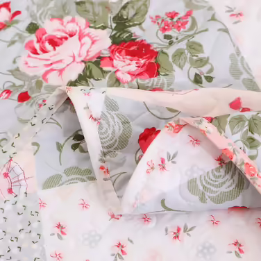 DECMAY Daybed Cover 220x240 cm, Bedding Floral Patchwork Blanket Bedspread, 3 Piece Bedspread Microfiber Daybed Cover with 2 Pillowcases 50x70 cm, for Daybed Sofa 220x240cm Pink