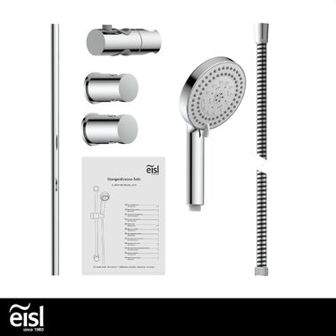 Душовий набір EISL PARMA DX5082CSB: душова стійка 70 см, лійка 8 режимів, шланг і тримач, хром