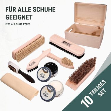 Cross-country ski shoe supplies, shoe cleaning set 9-piece, shoe cleaning box Verona I shoe brush set with box, shoe cream set with wooden box, shoe cleaning sets box, shoe care set