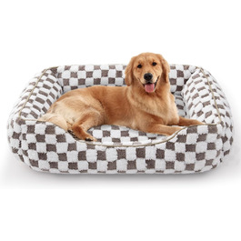 FURTIME Dog Bed - Large Dogs, Non-Slip Dog Beds, Washable Dog Basket, Anti-Anxiety Plush Dog Cuddler, Suitable for Large Labrador Retrievers, German Shepherds, 89×63×23 cm (XL (89×63×23 cm), Chocolate)